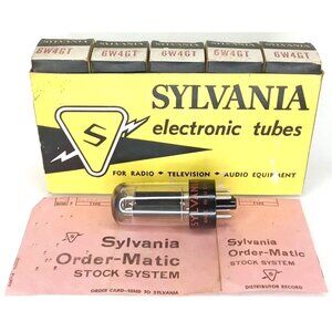 WWII Era Electronic Tube With Box Set Of 5 Sylvania Model 6W4GT NOS NIB 1940s